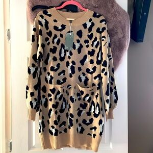Aldine cheetah sweater dress sz medium